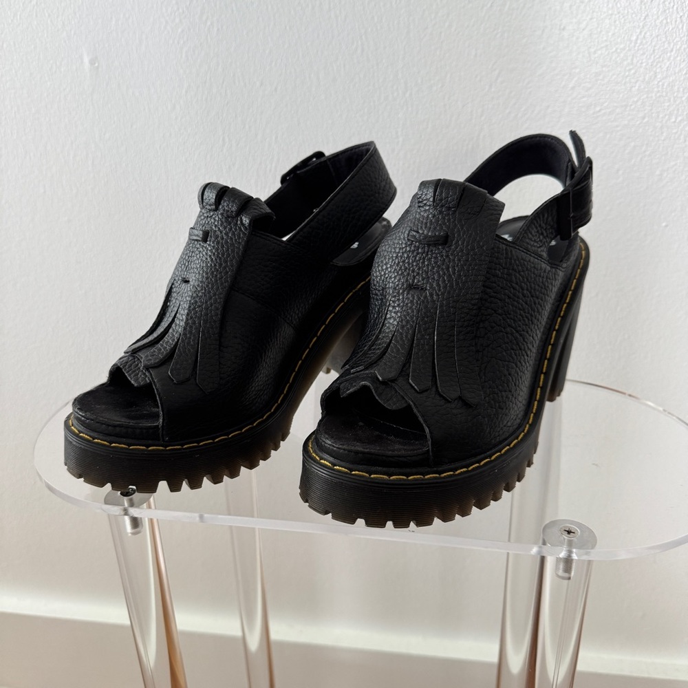 Dr Martens Black Leather Peep Toe Sandals